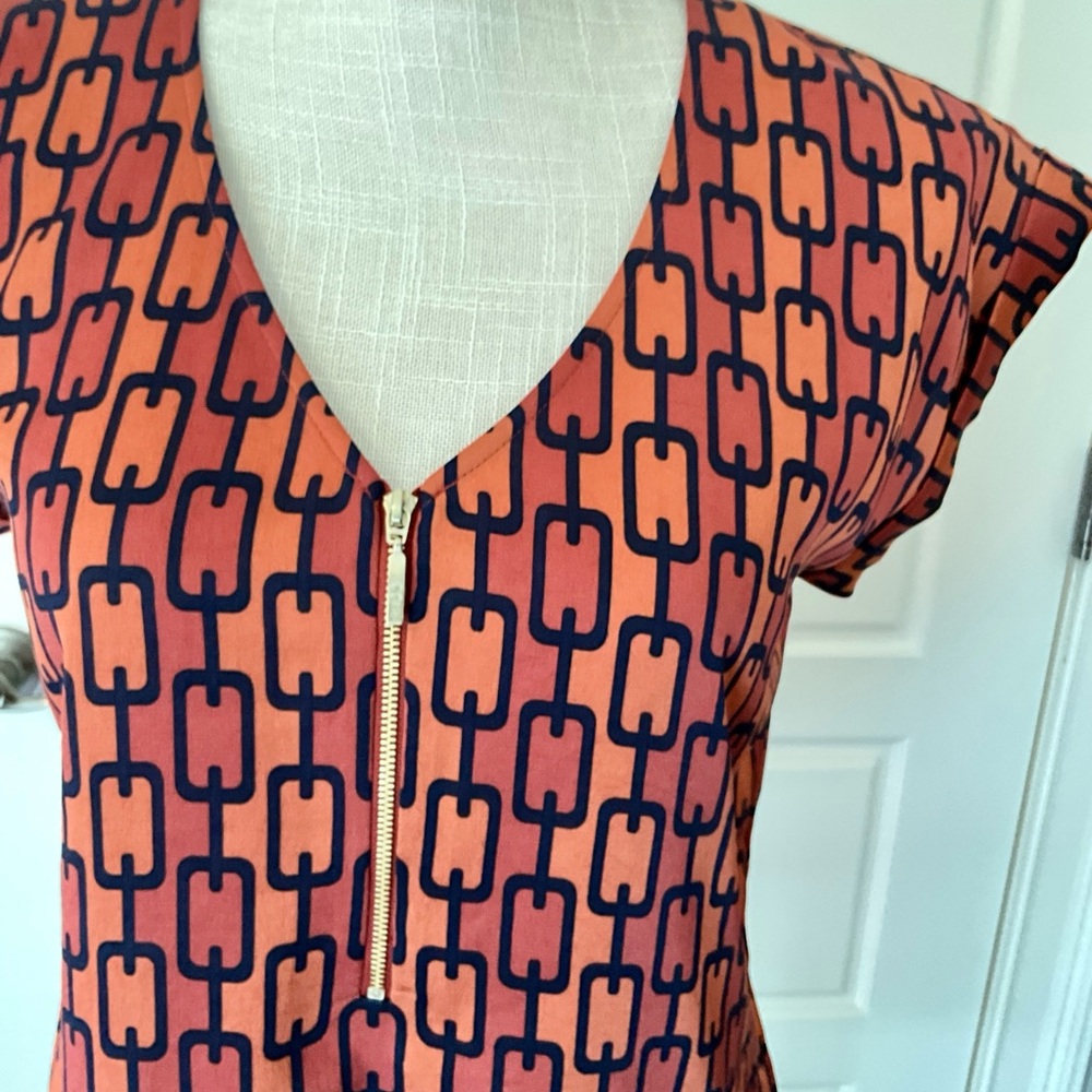 Express Orange and Black Geometric Dress